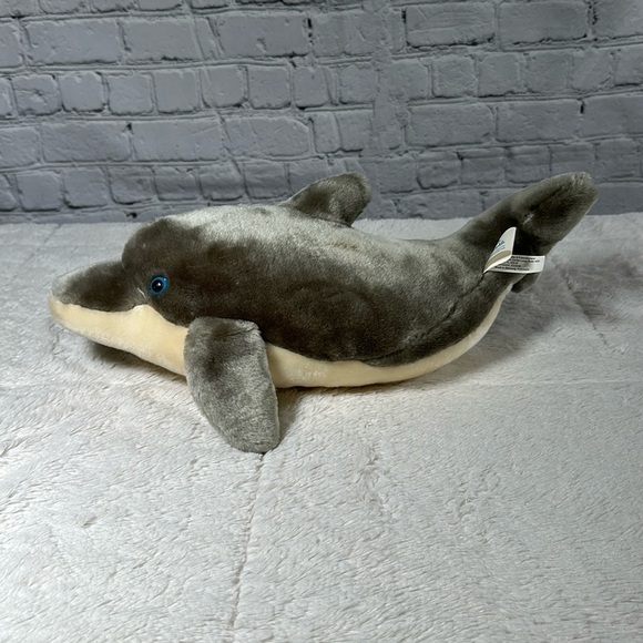Seaworld Park Gray White Bottlenose Dolphin Plush 14 In Blue Eyes Stuffed Animal - Picture 2 of 13